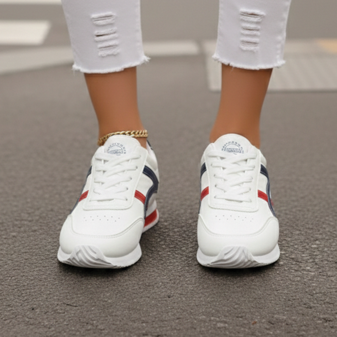 Women's Lightweight Casual Sneakers - Polyurethane - Lace-Up - Textured Outsole