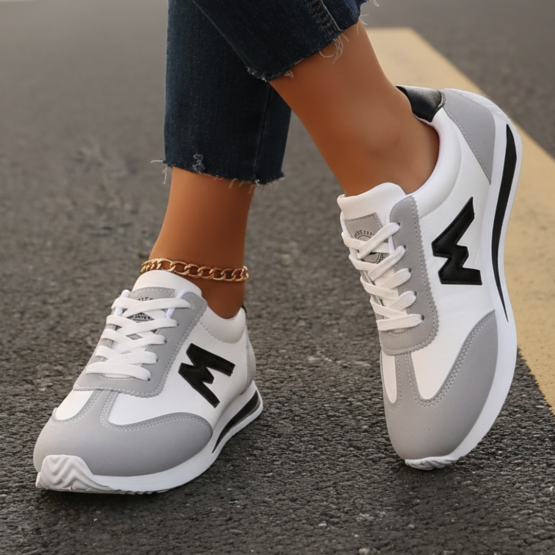 Women's Lightweight Casual Sneakers - Polyurethane - Lace-Up - Textured Outsole
