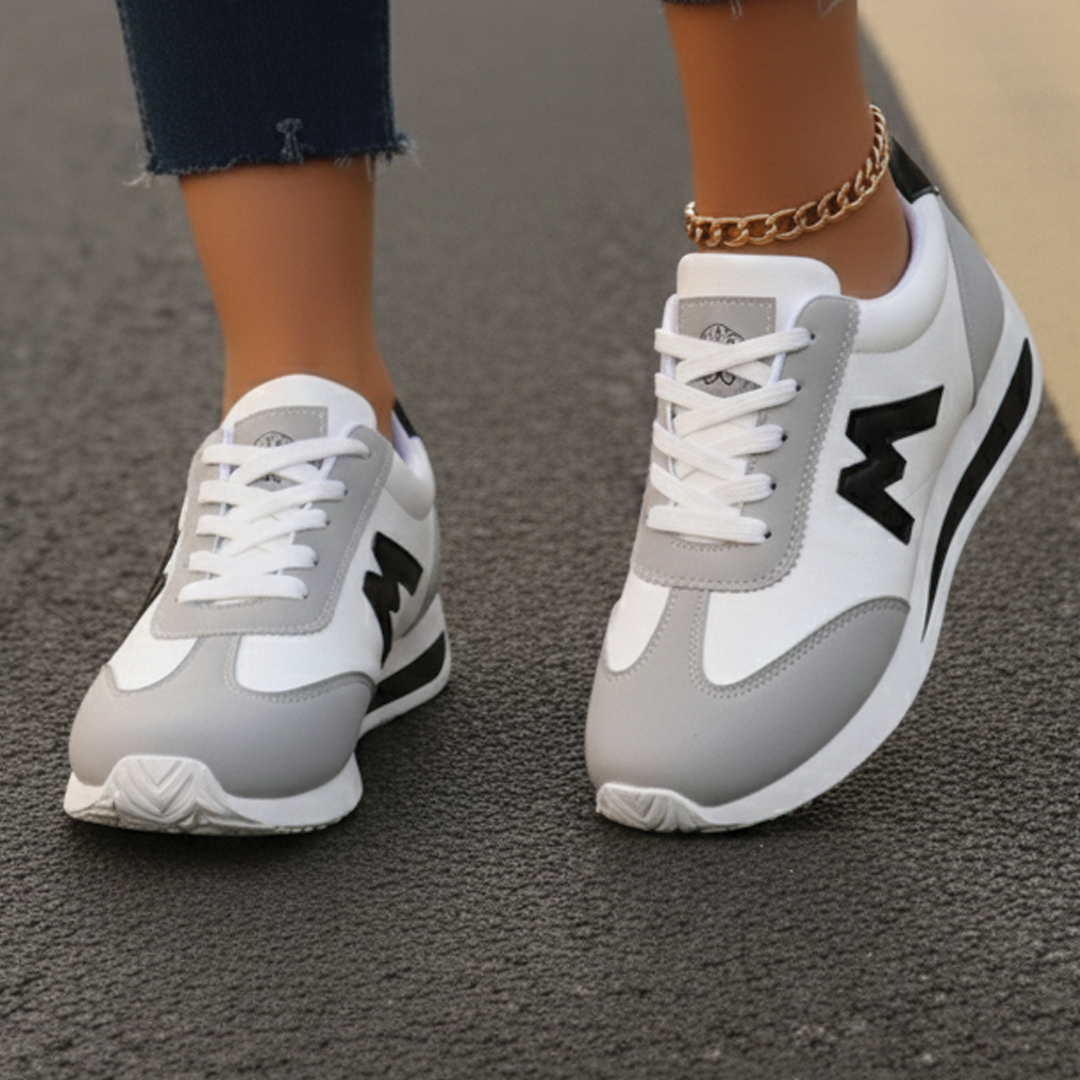 Women's Lightweight Casual Sneakers - Polyurethane - Lace-Up - Textured Outsole
