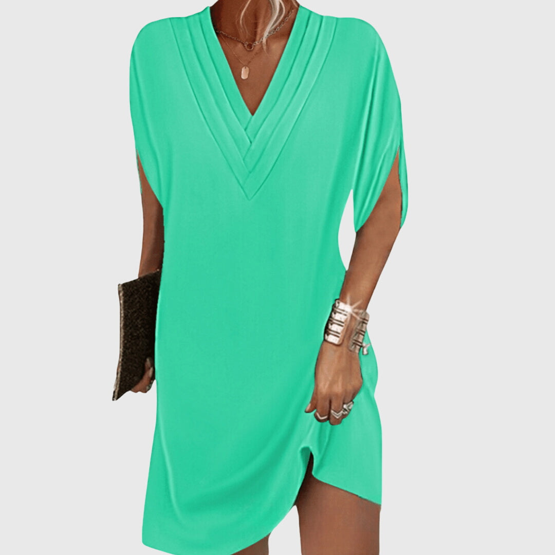 Women's Maxi Dress - Polyester - Flowy Silhouette - V-Neck - Plus Size