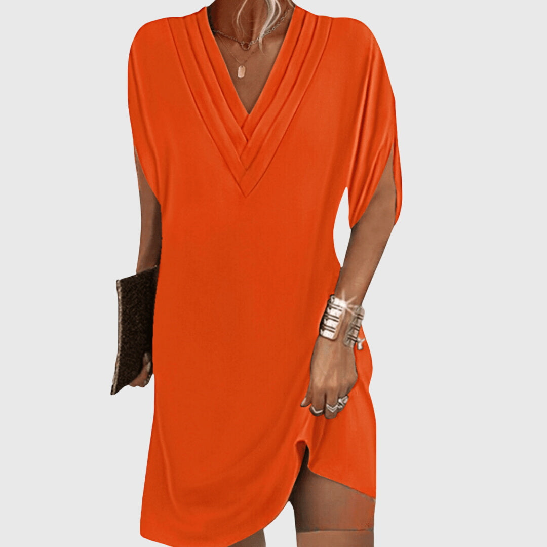 Women's Maxi Dress - Polyester - Flowy Silhouette - V-Neck - Plus Size