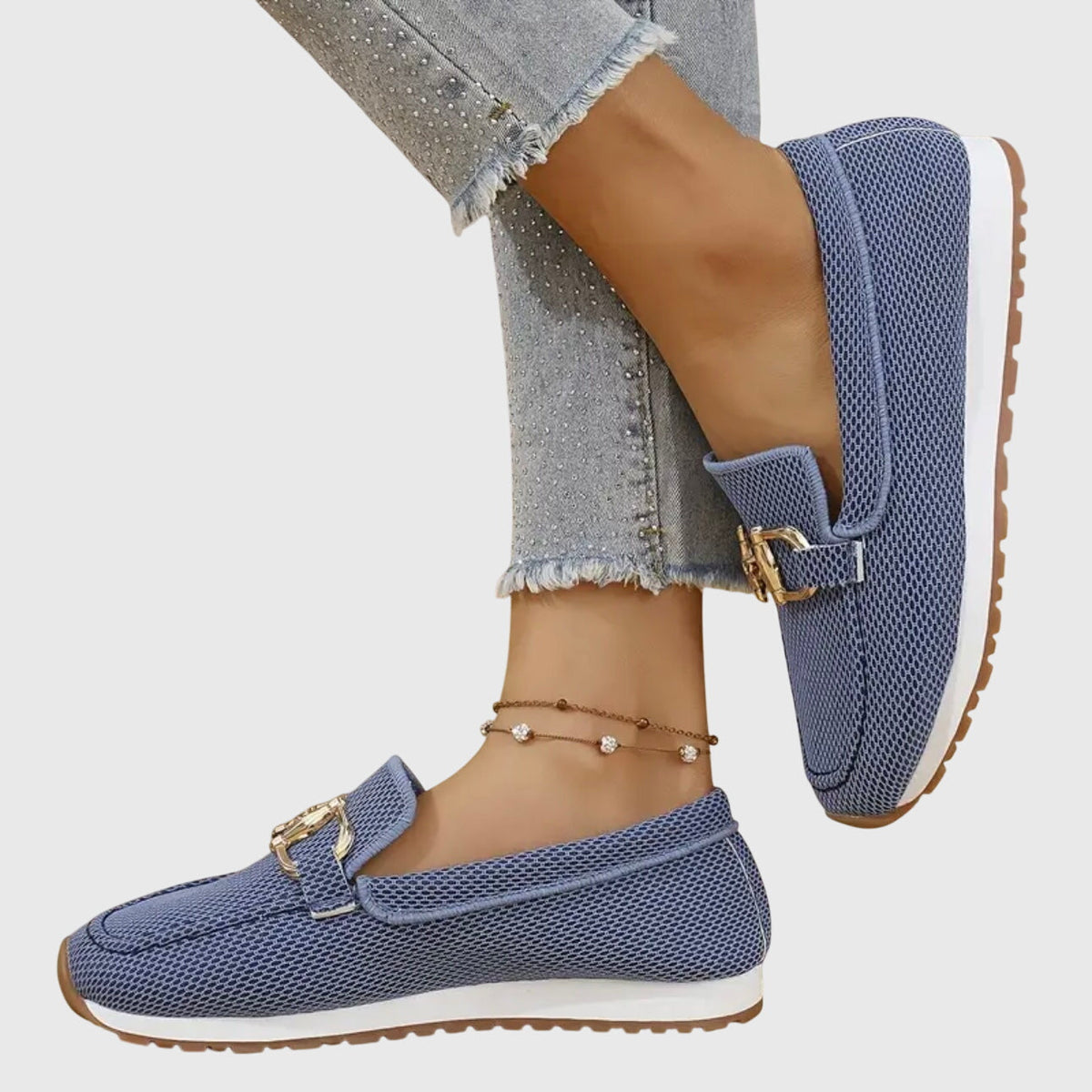 Women's Orthopedic Loafers - Synthetic - Gold-Tone Hardware - Cushioned