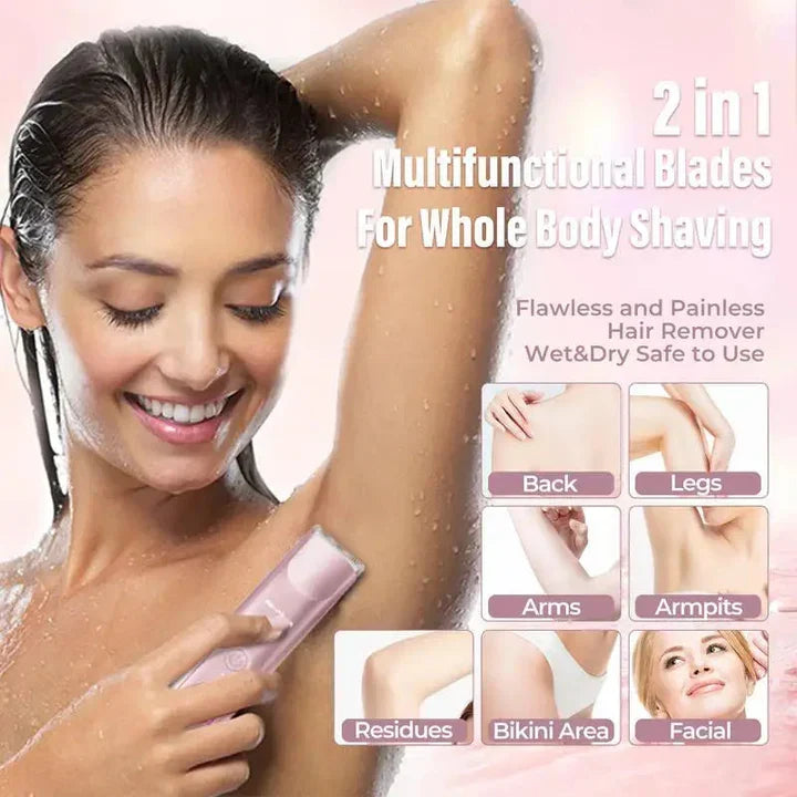 Women's Shaver for Face and Body | 2 Interchangeable Heads, IPX7 Waterproof | USB-C Cordless, Irritation-Free Finish