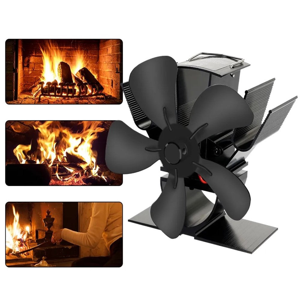 Wood Burner Stove Fan | Self-Powered 4-Blade Design | Silent Heat Distribution Across the Room, No Electricity Required