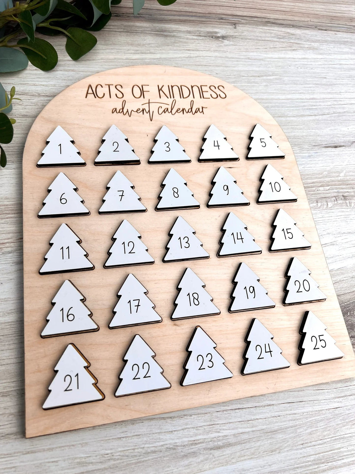 Wooden Advent Calendar for Christmas | 25 Daily Kindness Activities | Reusable Wooden Family Keepsake Decoration
