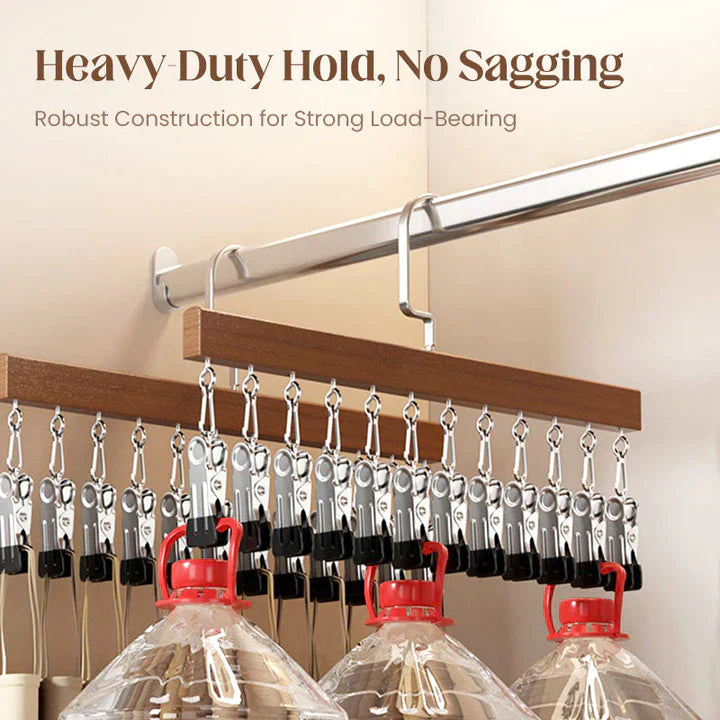 Wooden Hanger with Stainless Steel Clips | ClipNest Closet Organizer