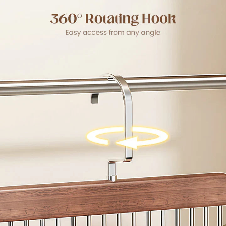 Wooden Hanger with Stainless Steel Clips | ClipNest Closet Organizer