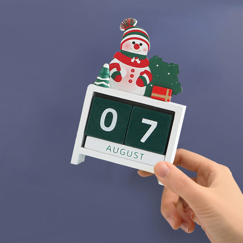Wooden Perpetual Calendar Blocks | 2 Number Cubes & 3 Month Blocks with Storage Tray | Festive Tabletop Decoration