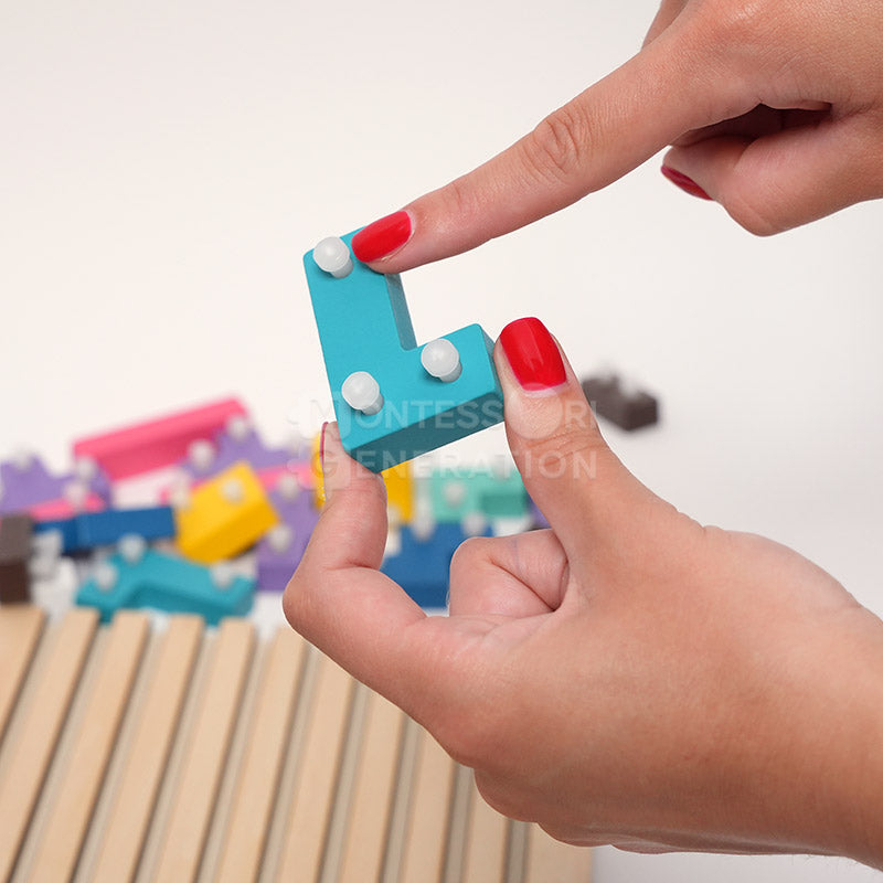 Wooden Shape Stacking Puzzle Set | 42 Pieces & 10 Double-Sided Challenge Cards | Builds Focus and Problem-Solving Skills