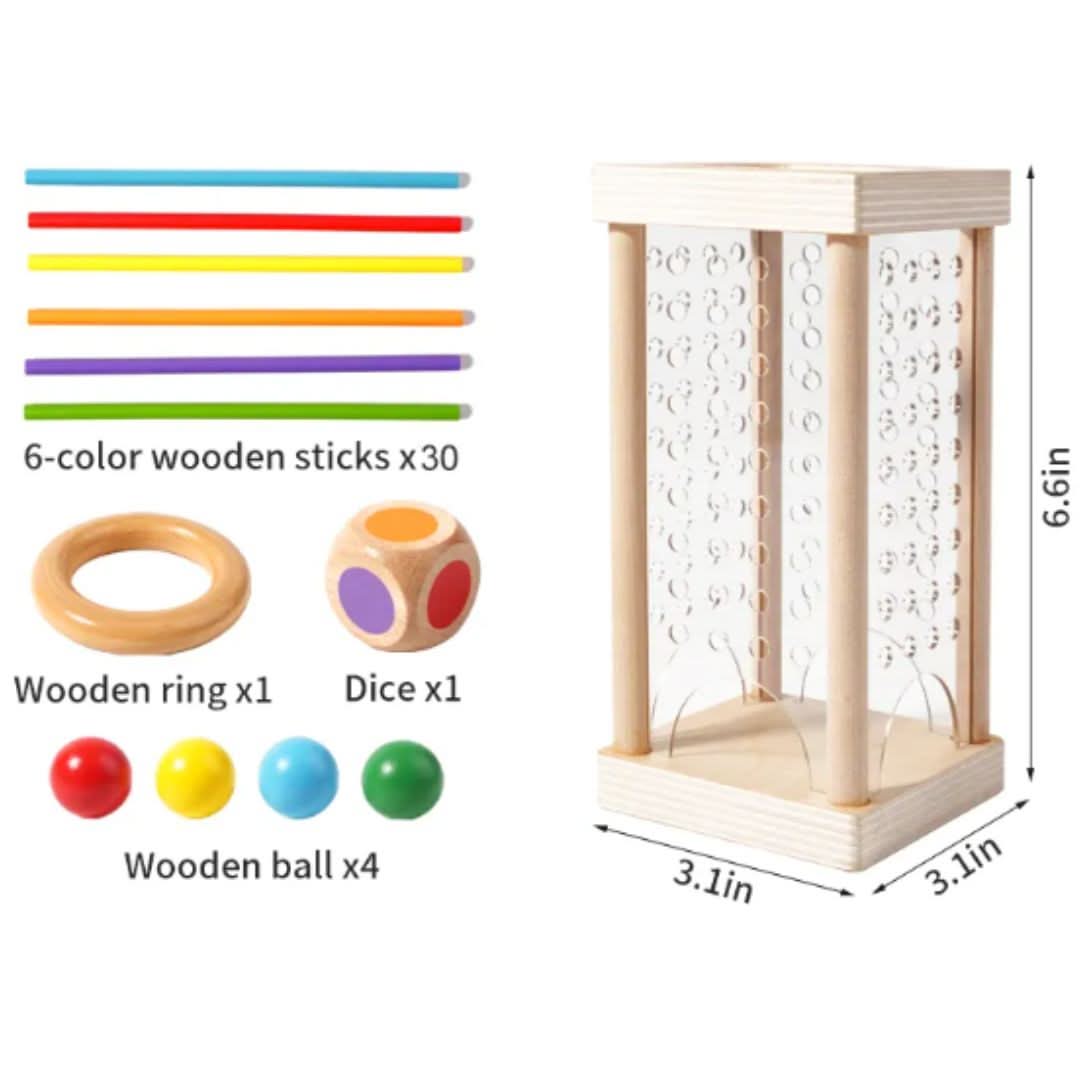 Wooden Stacking Toy 3-in-1 Adjustable Difficulty with Bright Colours