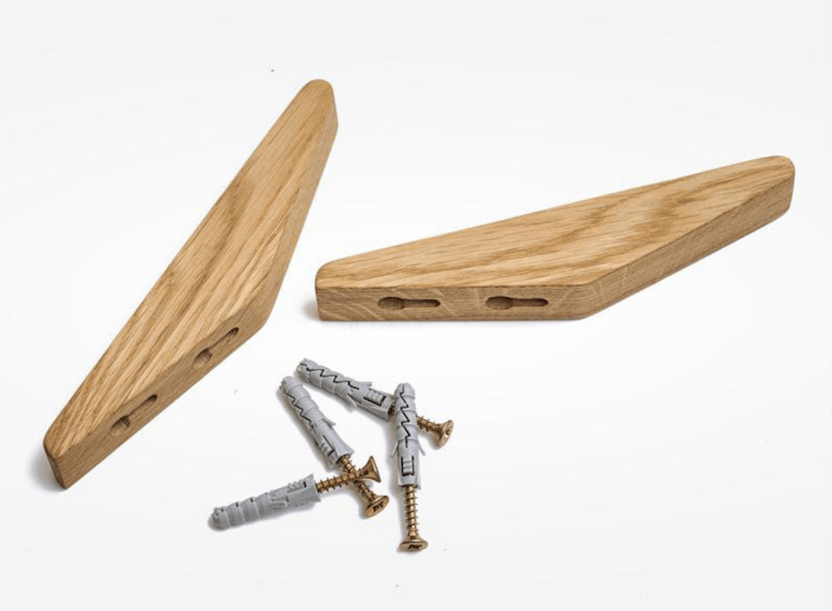 Wooden Wall Hooks | Two-Tone Angled Coat Hooks for Entryways