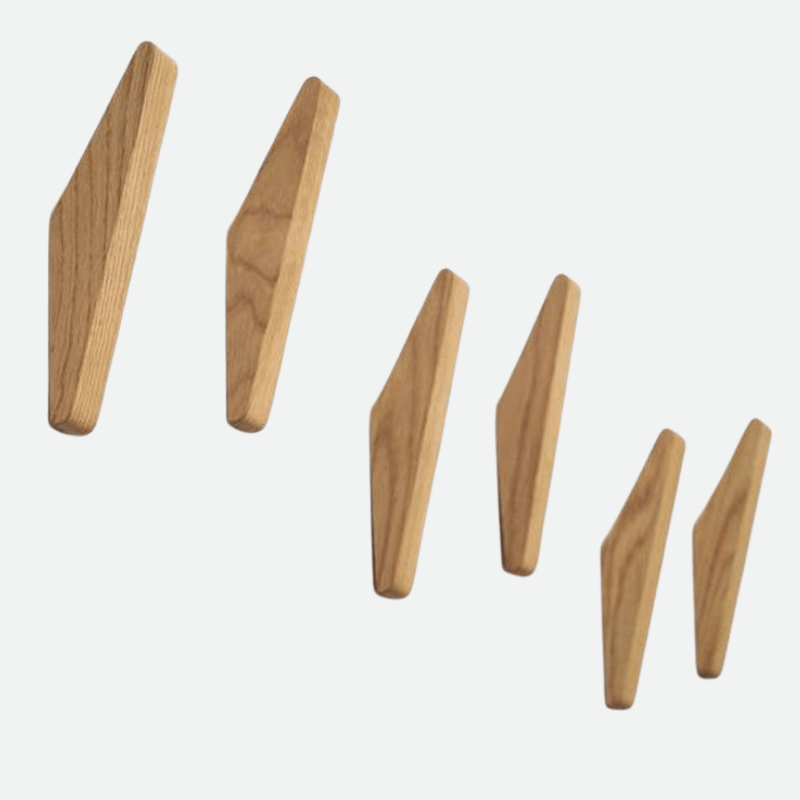 Wooden Wall Hooks | Two-Tone Angled Coat Hooks for Entryways
