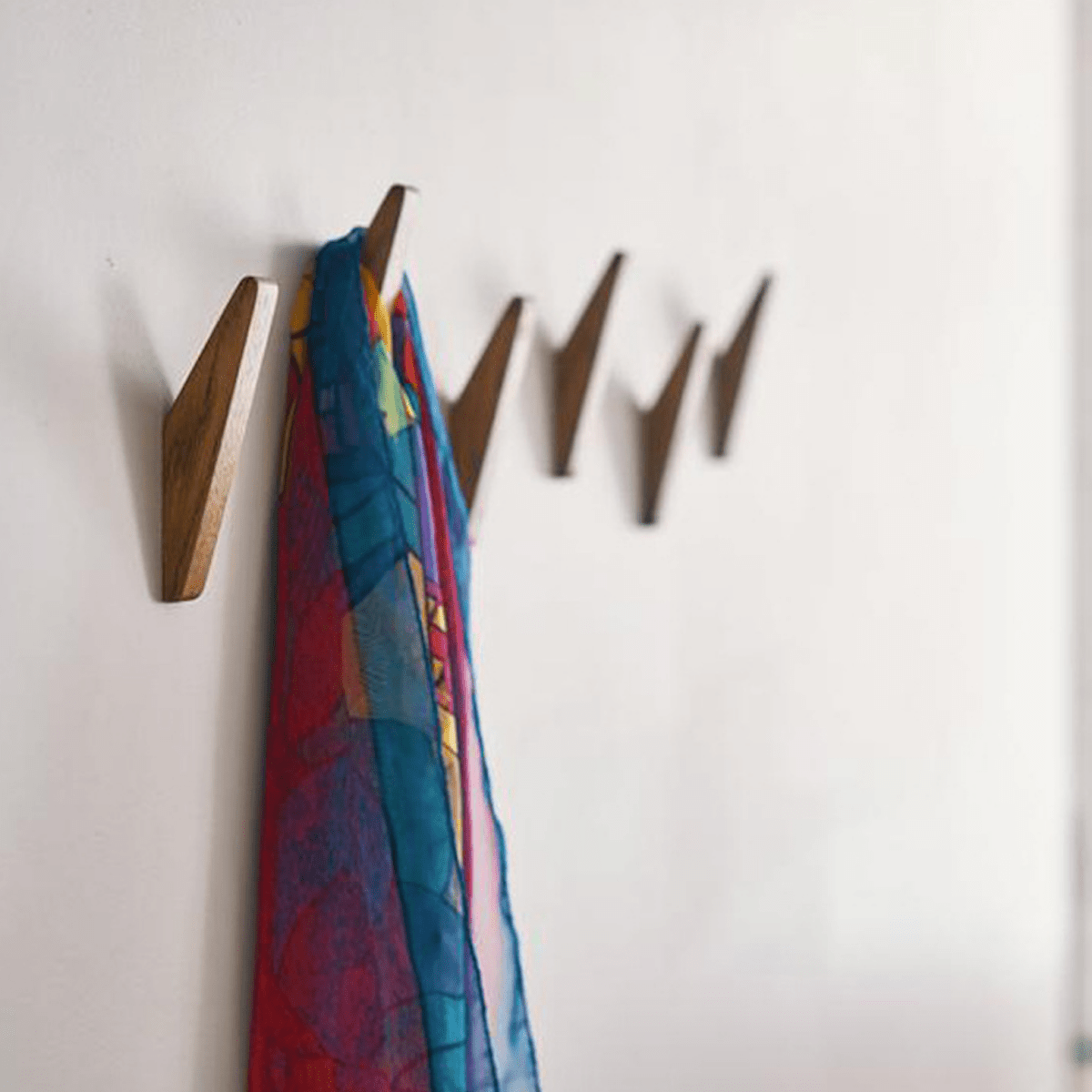 Wooden Wall Hooks | Two-Tone Angled Coat Hooks for Entryways