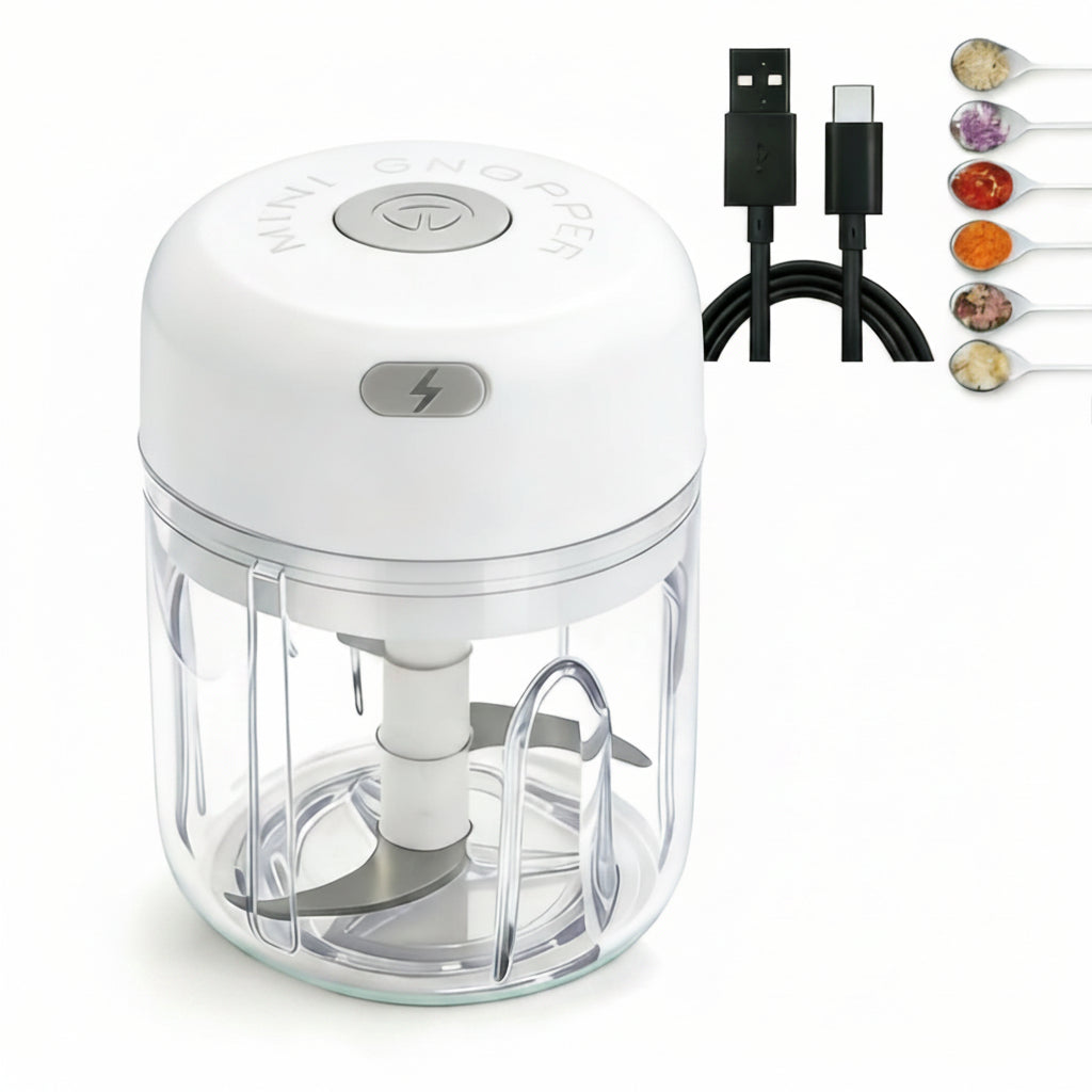 Electric Food Chopper Mini USB Rechargeable 250 ml Bowl with One-Touch Button 6