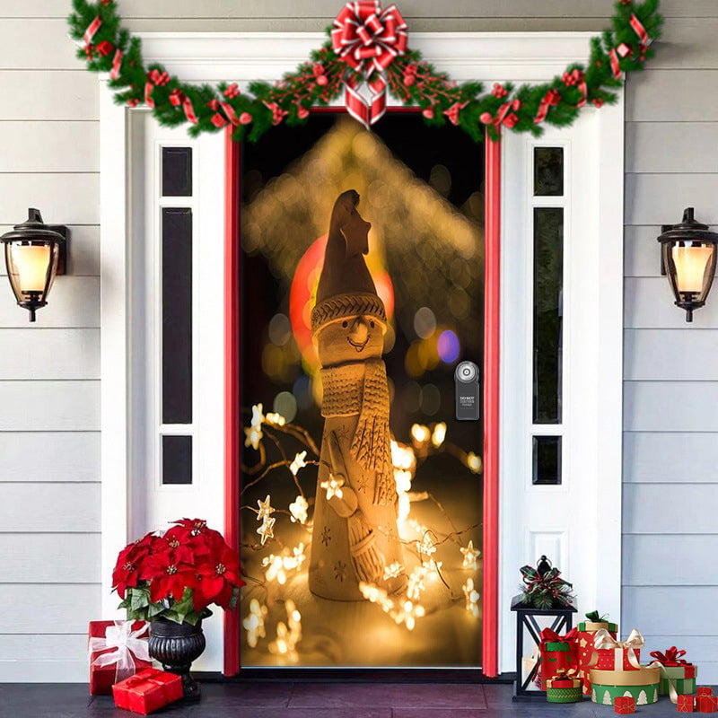 Christmas Door Cover Washable Reusable Lightweight Fabric with Quick Install 11