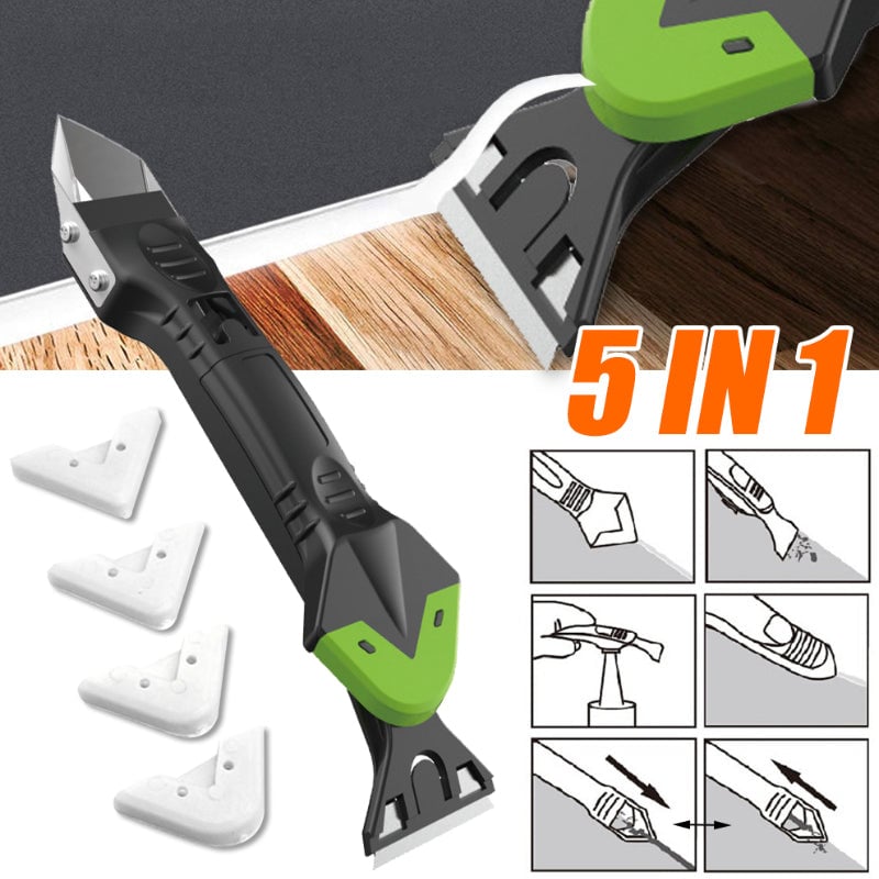 3-in-1 Caulking Tool Silicone Sealant Scraper Metal with Shaped Edges 1