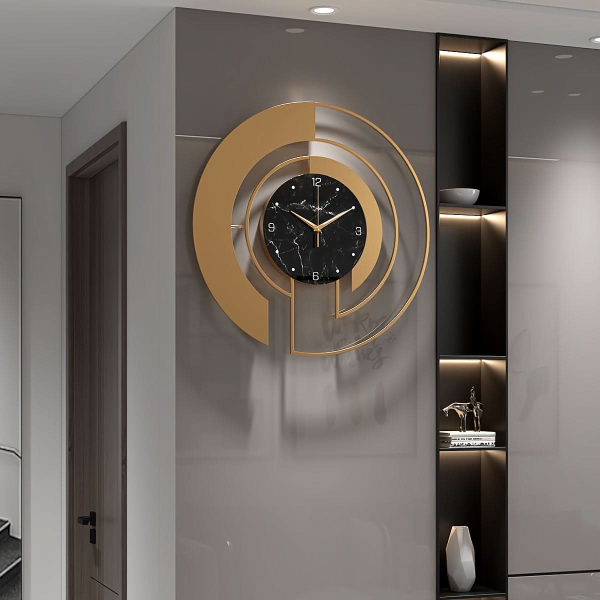 Silent Wall Clock Geometric Modern Minimalist Iron Frame with Glass Dial 5