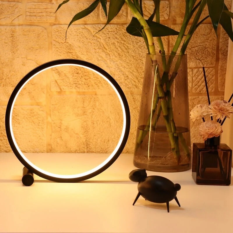 Bedside Lamps Dimmable LED Ring Design Aluminium with Two Light Colours 12