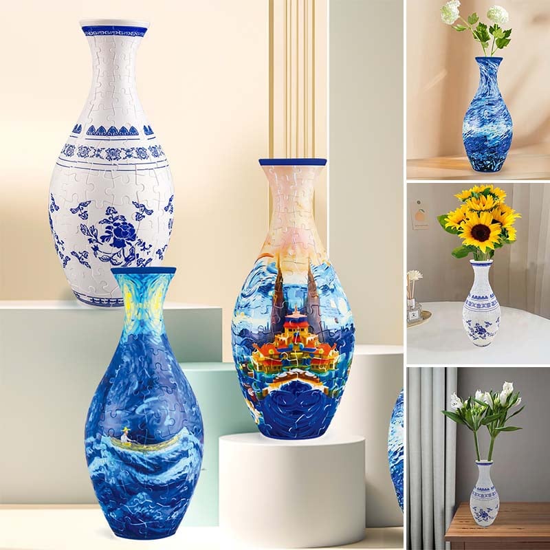 3D Puzzle Vase Plastic | Build-Your-Own Design with Castle, Waves and Boat Pattern | Hands-On Puzzle Home Decor Gift 6