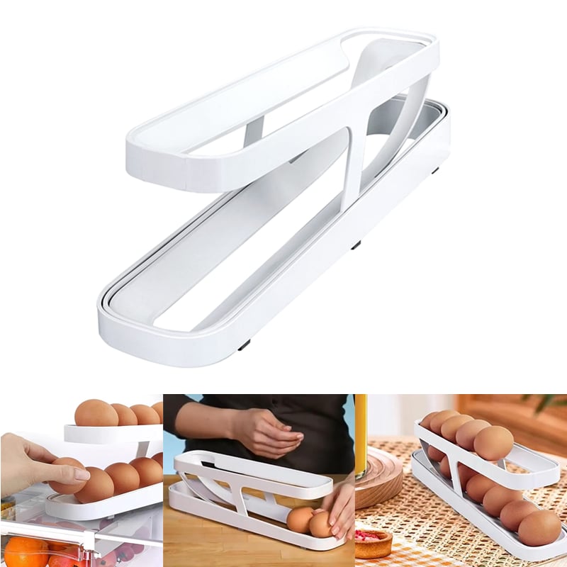 Rolling Egg Dispenser Double-Layer Gravity-Fed with Anti-Slip Base 13