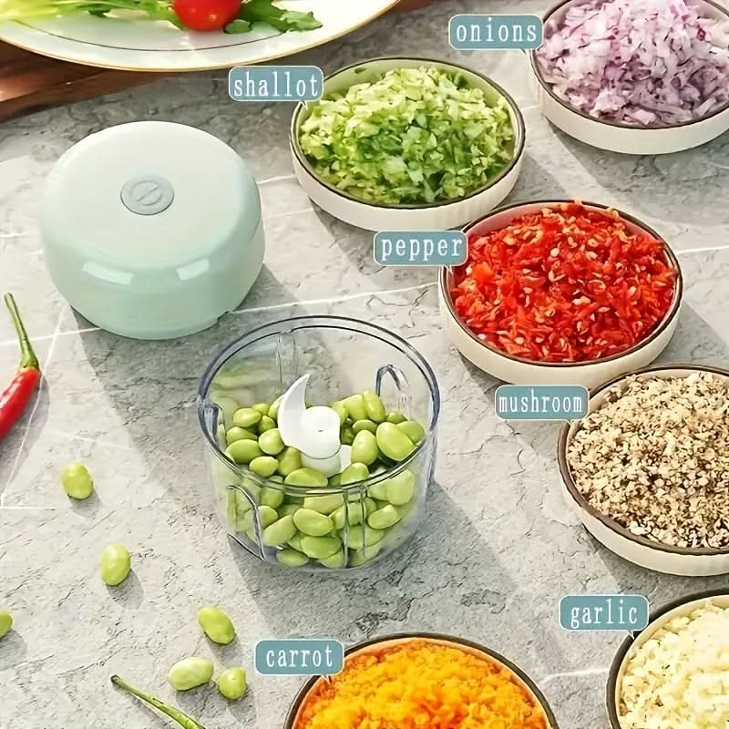 Electric Food Chopper Mini USB Rechargeable 250 ml Bowl with One-Touch Button 3