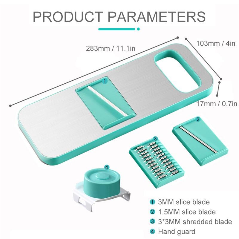 3-in-1 Vegetable Cutter Stainless Steel | 3 Interchangeable Blades & Hand Guard | Safe Slicing for Fruit & Veg 10