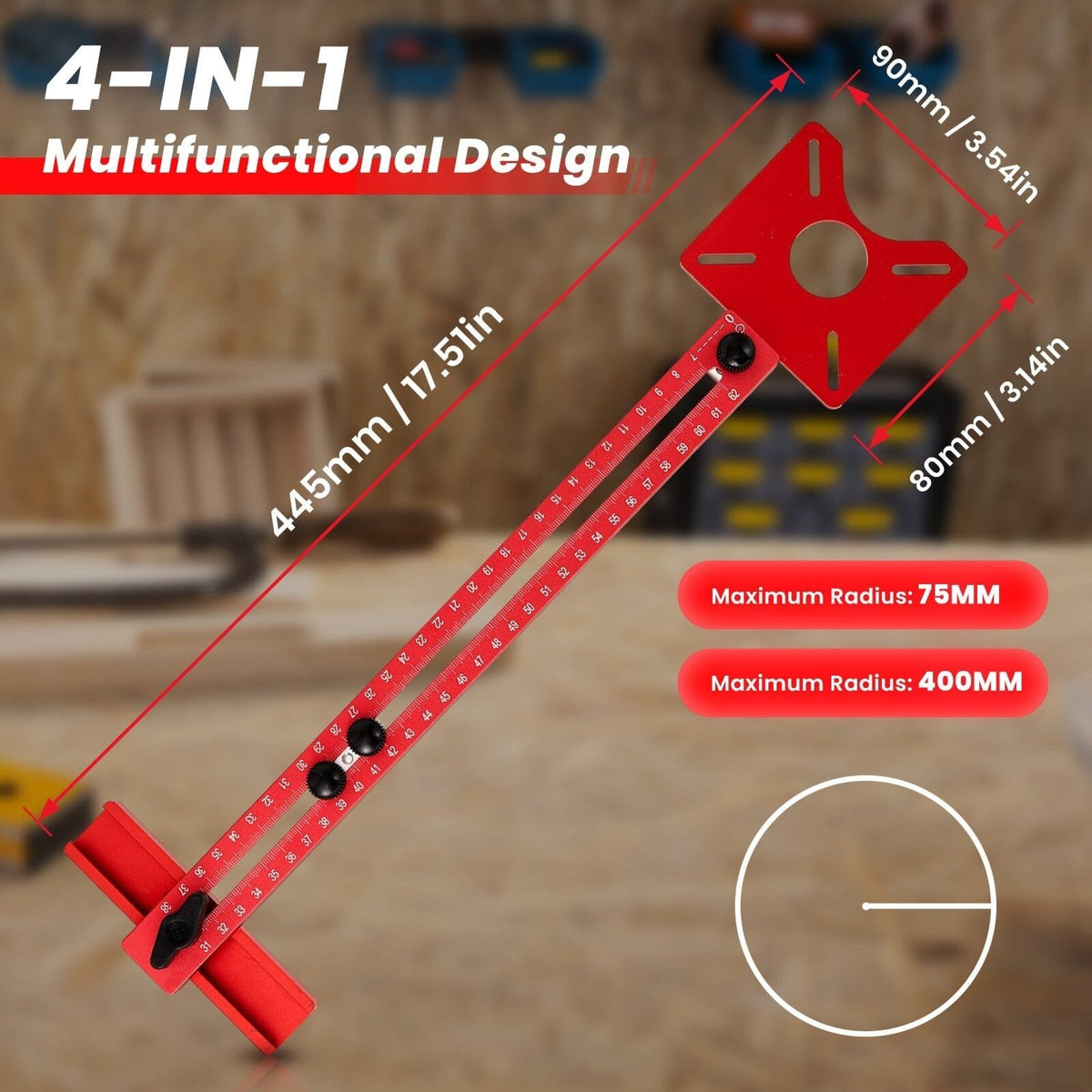 Router Tool 4-in-1 Milling Groove Bracket Aluminium Alloy with Detachable Base 14