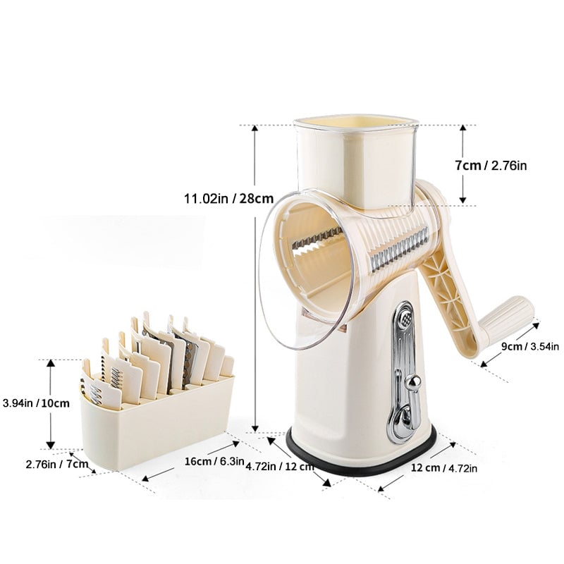Vegetable Cutter Slicer Rotary Multi-Purpose Hand Crank with Suction Base 3