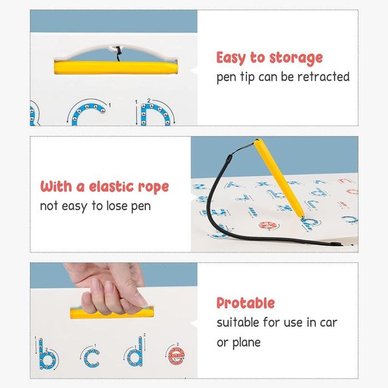 Magnetic Alphabet Tracing Board Double Sided ABS Plastic with Stylus Pen 5