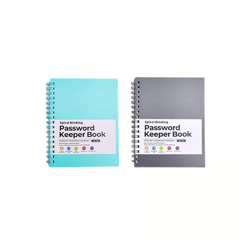 Password Book Coil Bound A6 Portable PP Cover with Alphabetical Index Tabs 17