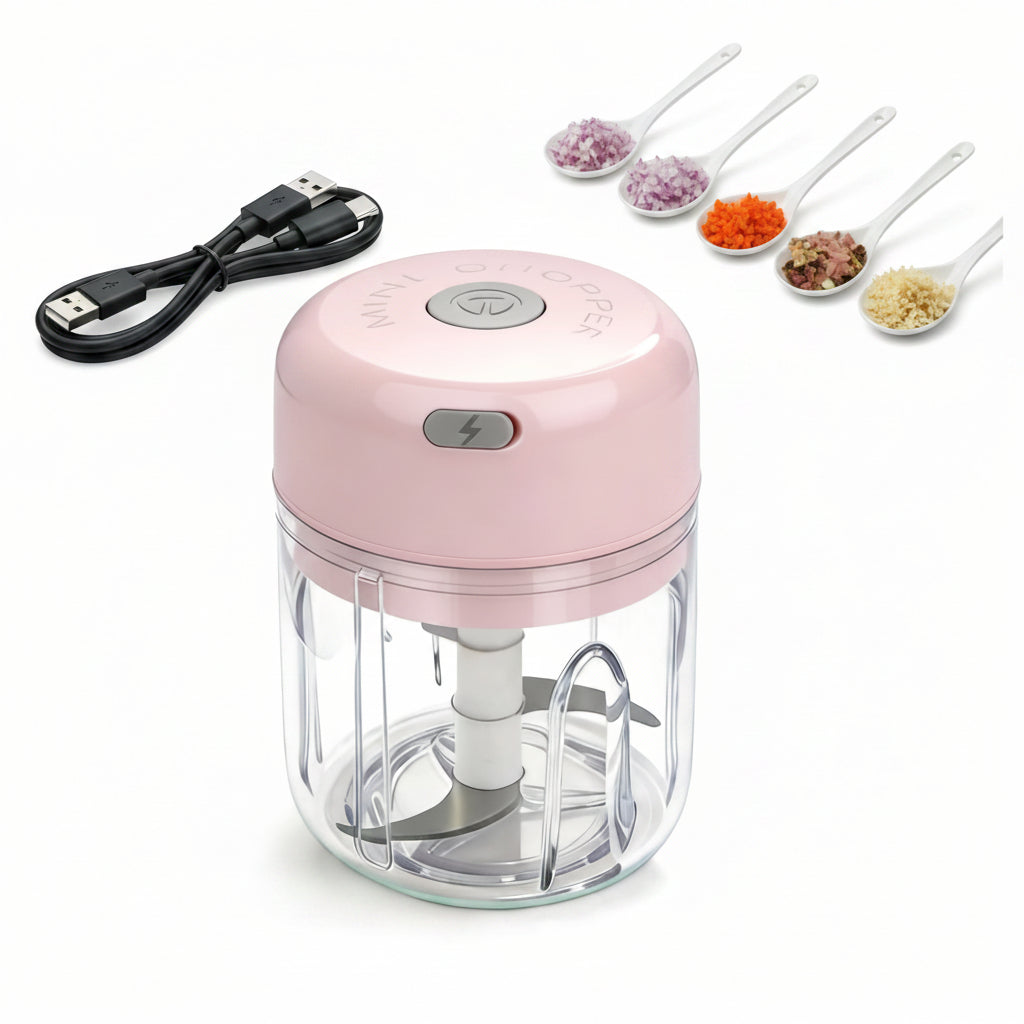 Electric Food Chopper Mini USB Rechargeable 250 ml Bowl with One-Touch Button 7