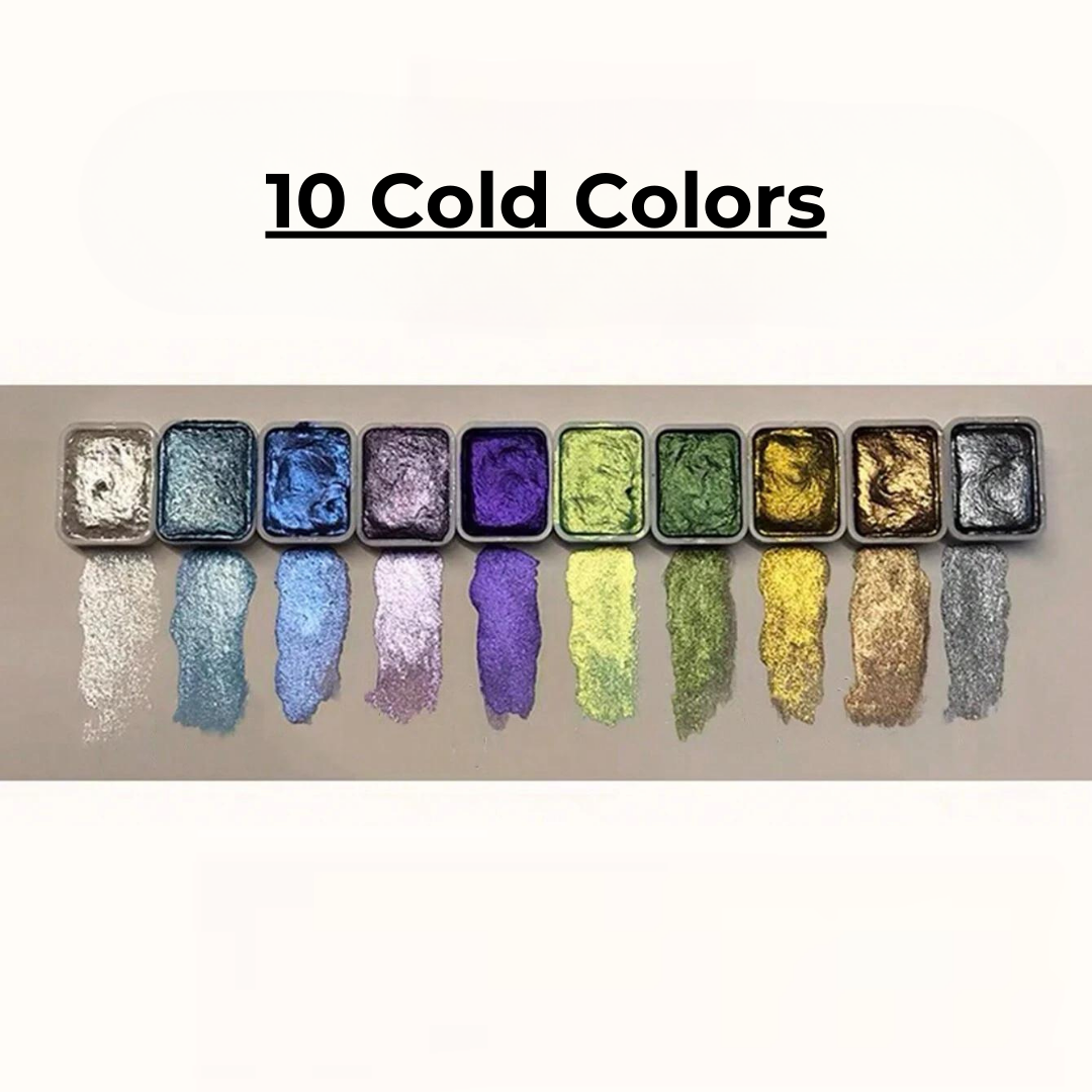 Watercolour Paint Set Shimmer Metallic 20 Colours with Smooth Application 5