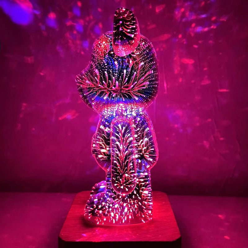 Decorative Lamp 3D Bear Glass USB Powered with Push-Button Colour Change 9
