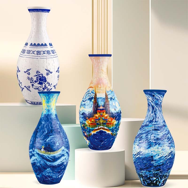 3D Puzzle Vase Plastic | Build-Your-Own Design with Castle, Waves and Boat Pattern | Hands-On Puzzle Home Decor Gift 19