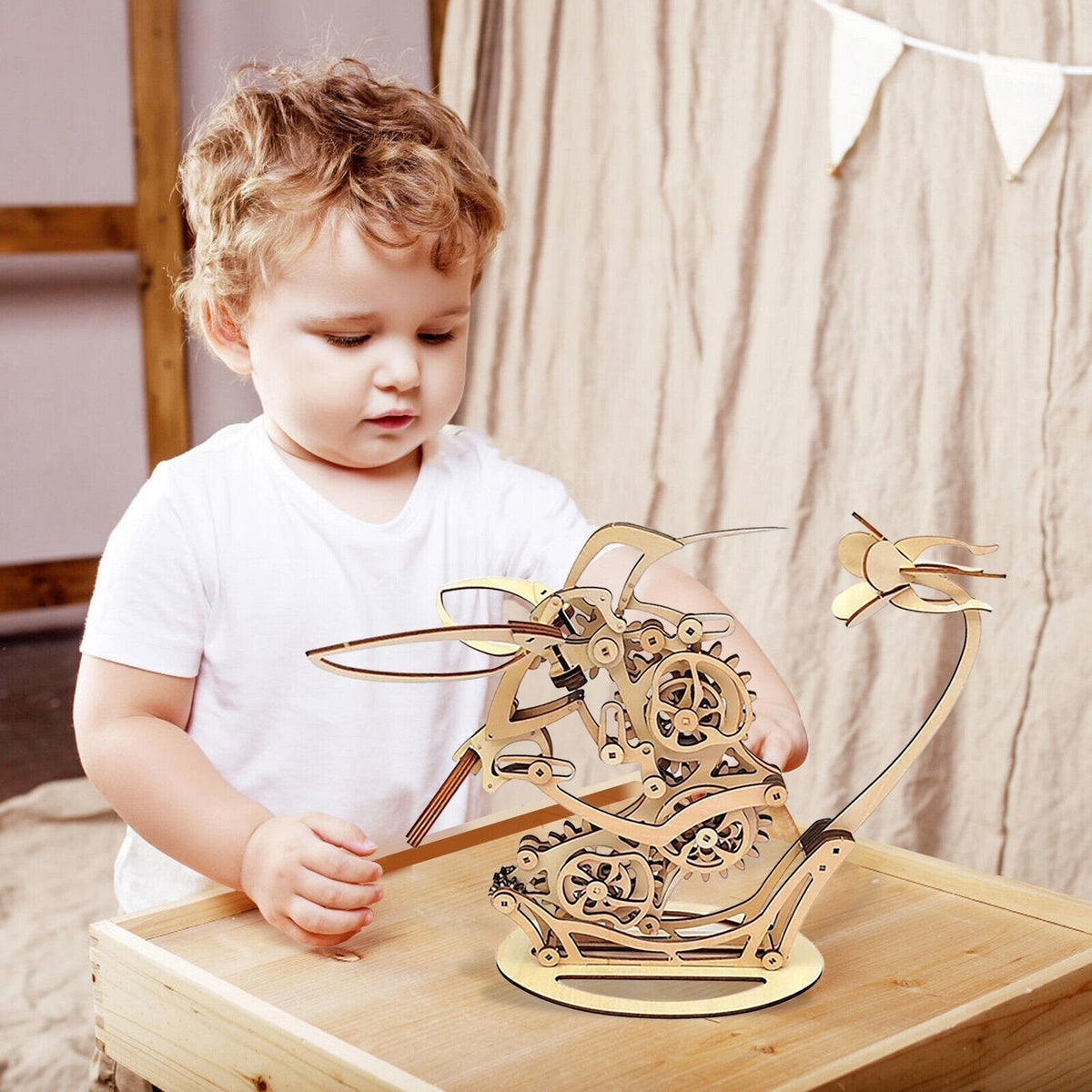 Wooden Mechanical Hummingbird Sculpture | Cam-Driven Kinetic Wings & Tail Motion | Handcrafted Wood Art Display Piece 3