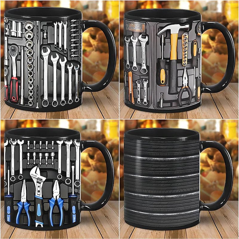 Toolbox Mug Ceramic Novelty Microwave Safe Compact with Raised 3D Pattern 10