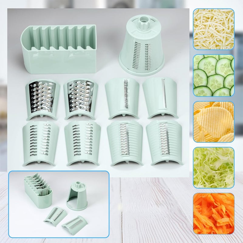 Vegetable Cutter Slicer Rotary Multi-Purpose Hand Crank with Suction Base 11