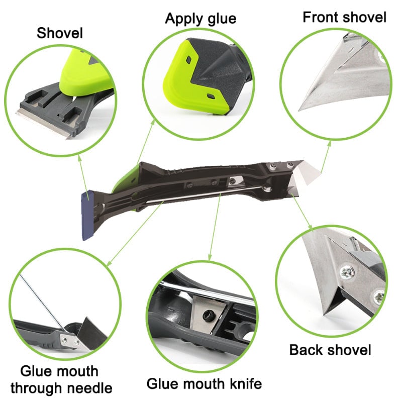 3-in-1 Caulking Tool Silicone Sealant Scraper Metal with Shaped Edges 2