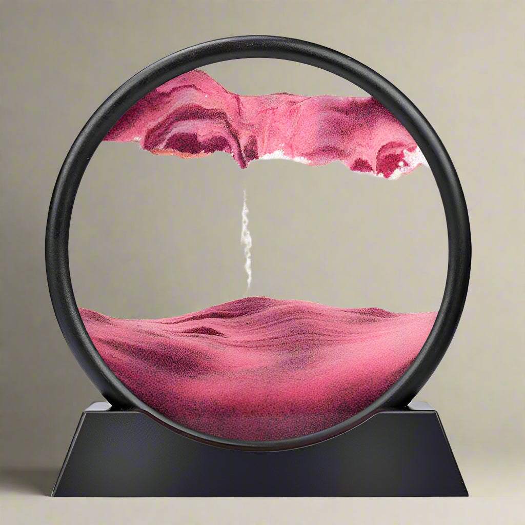 3D Sand Hourglass Timer | Circular Glass with Rotating Base | Moving Dune Landscape, Desk and Office Decor Gift 7