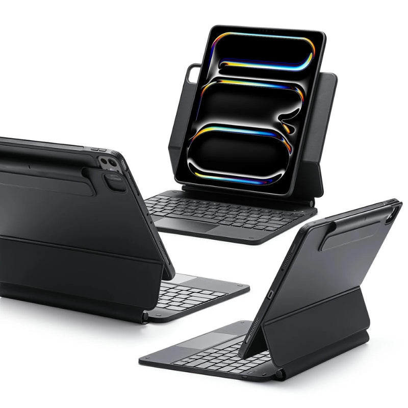 iPad Keyboard Case with Trackpad | 360° Rotating Hinge & Palm Rejection | Shockproof Metal Shell with Long Battery Life
