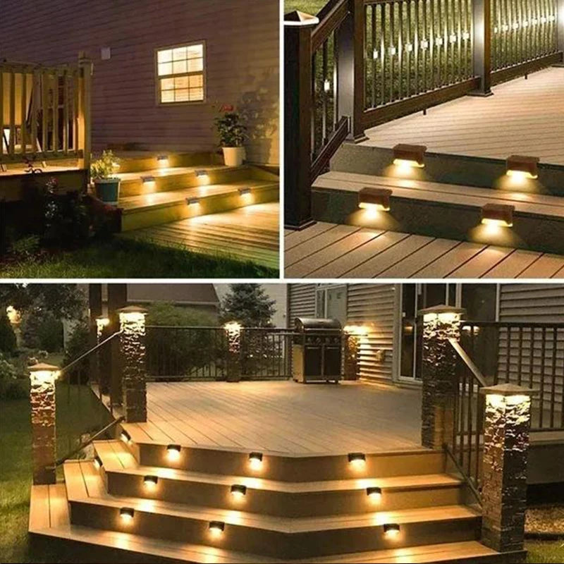 Solar Safety Lights, Weatherproof Outdoor Shell Design | 4, 8 or 12 Pack | Automatic Dusk-to-Dawn Warm or White LED 5