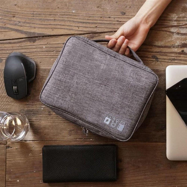 Tech Travel Organizer Bag | Multi-Pocket Design with 5 Mesh Slots | Water-Repellent Electronics Travel Case for Cables 1