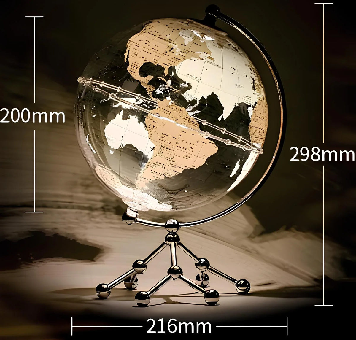 Rechargeable Globe Lamp Cordless Plug-In Metal Frame with World Map Design 8