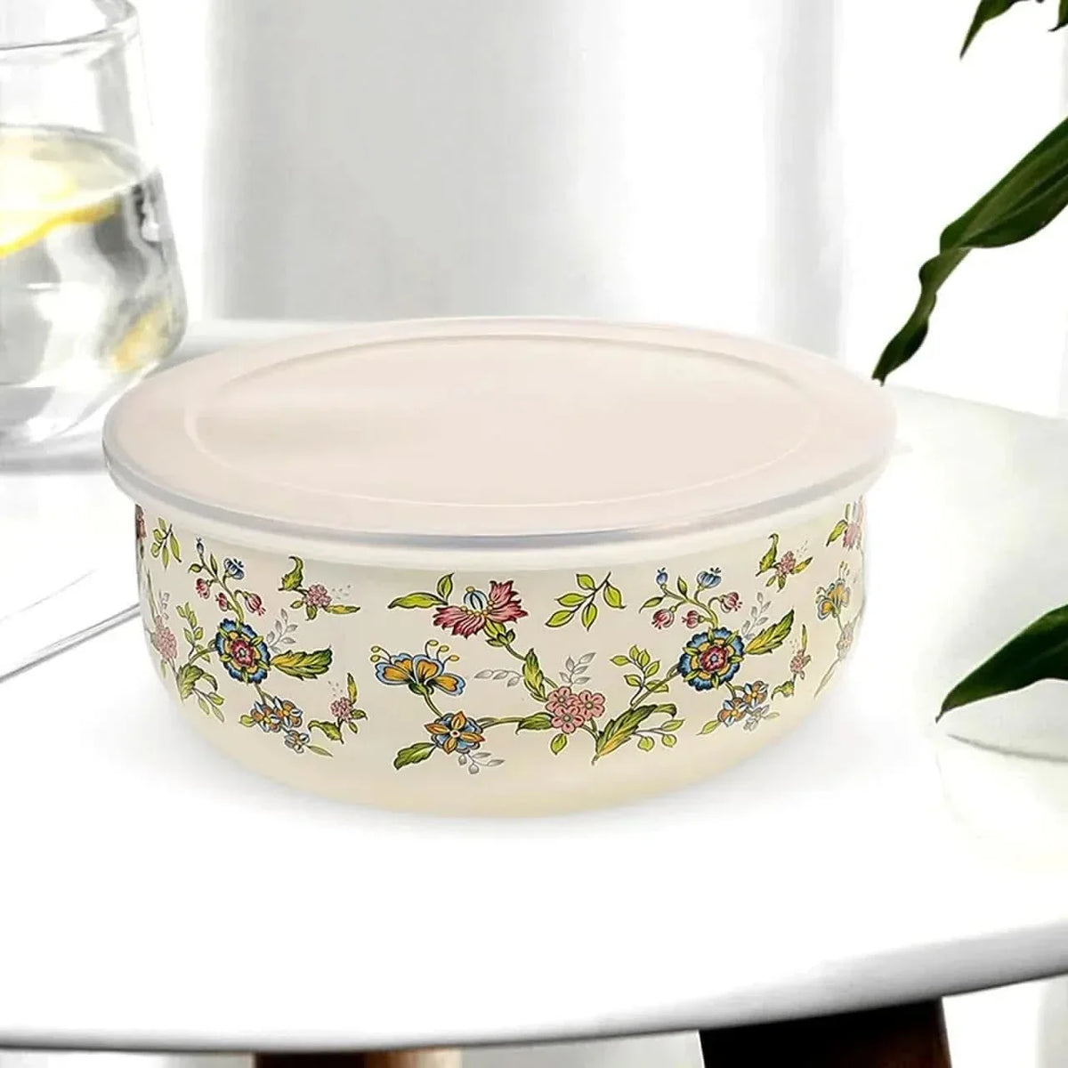 Storage Bowls Enamel Mixing Nestable Floral Deep with Lids Included 11